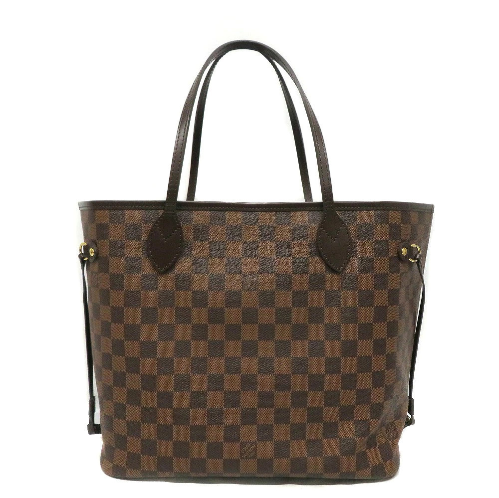 Louis Vuitton Neverfull Damier Tote Bag Canvas Leather Ebene Brown